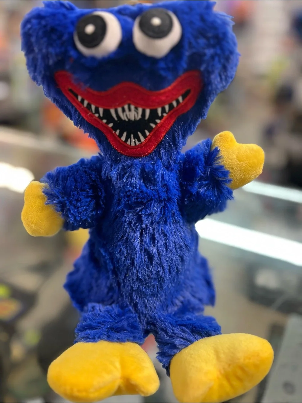 Plush Blue Monster Toy with Yellow Hands & Feet - Unbranded
